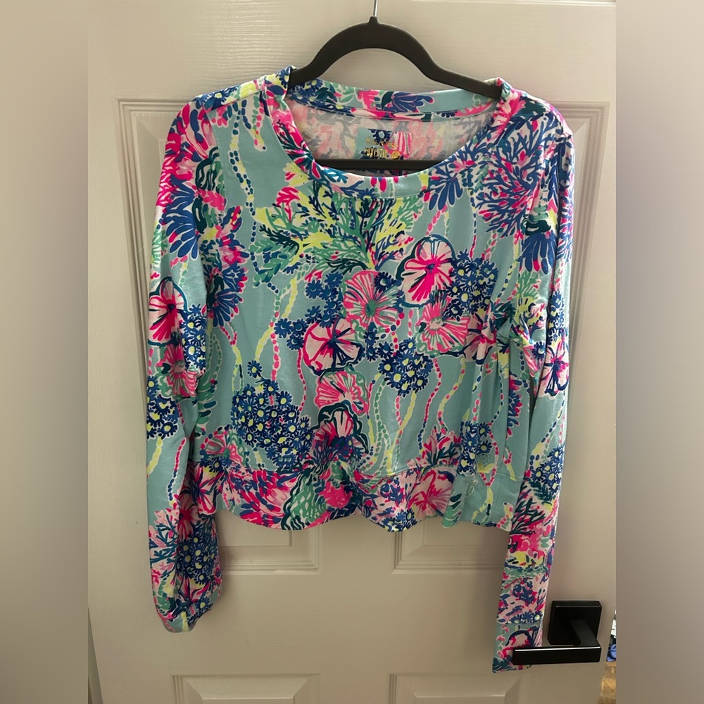 Lilly Pulitzer - Luxletic Alex Crewneck Pullover in Beach You To It - Medium